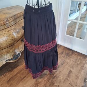 Embroidered Black and Red Women's Skirt
